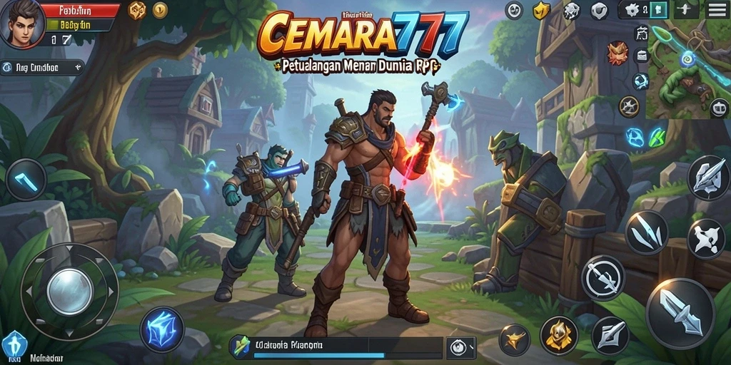 Screenshot gameplay menampilkan karakter beraksi di dunia fantasy yang menakjubkan.