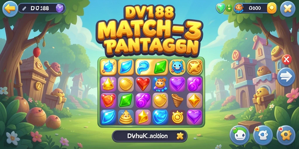Tangkapan layar DV188 menampilkan gameplay Match-3 yang menantang.
