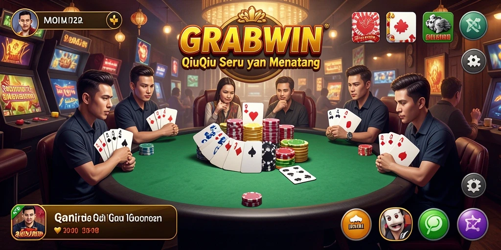 Tampilan gameplay seru dari GRABWIN yang menantang dalam QiuQiu.