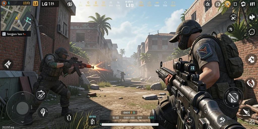 Tangkapan layar LG111 menampilkan aksi mendebarkan dari gameplay FPS yang intens.