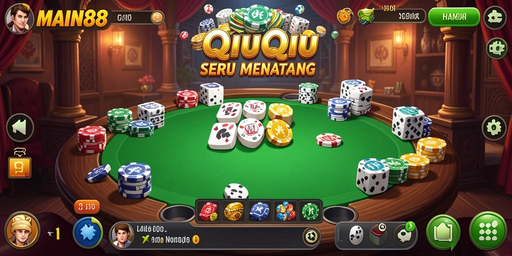 Screenshot utama menunjukkan pemain beraksi dalam QiuQiu.