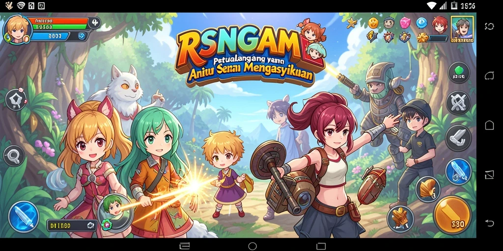 Tampilan gameplay RSNGAME dengan karakter Anime yang dinamis dan menarik.