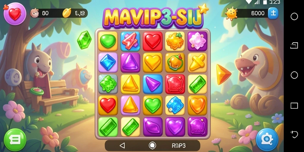 Screeshot gameplay RVIP3 dengan aksi match-3 yang seru.